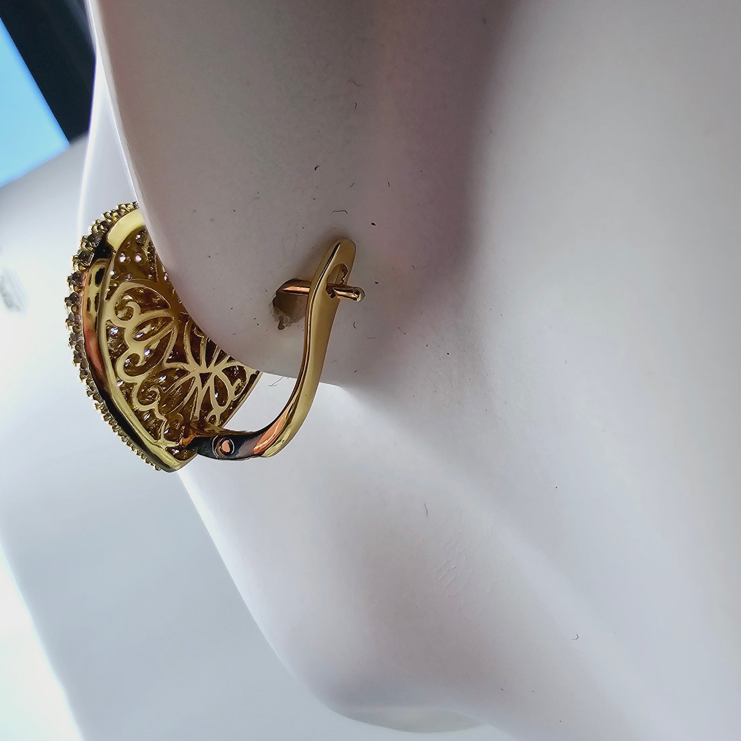 Arete de corazon grande diamantado AE005
