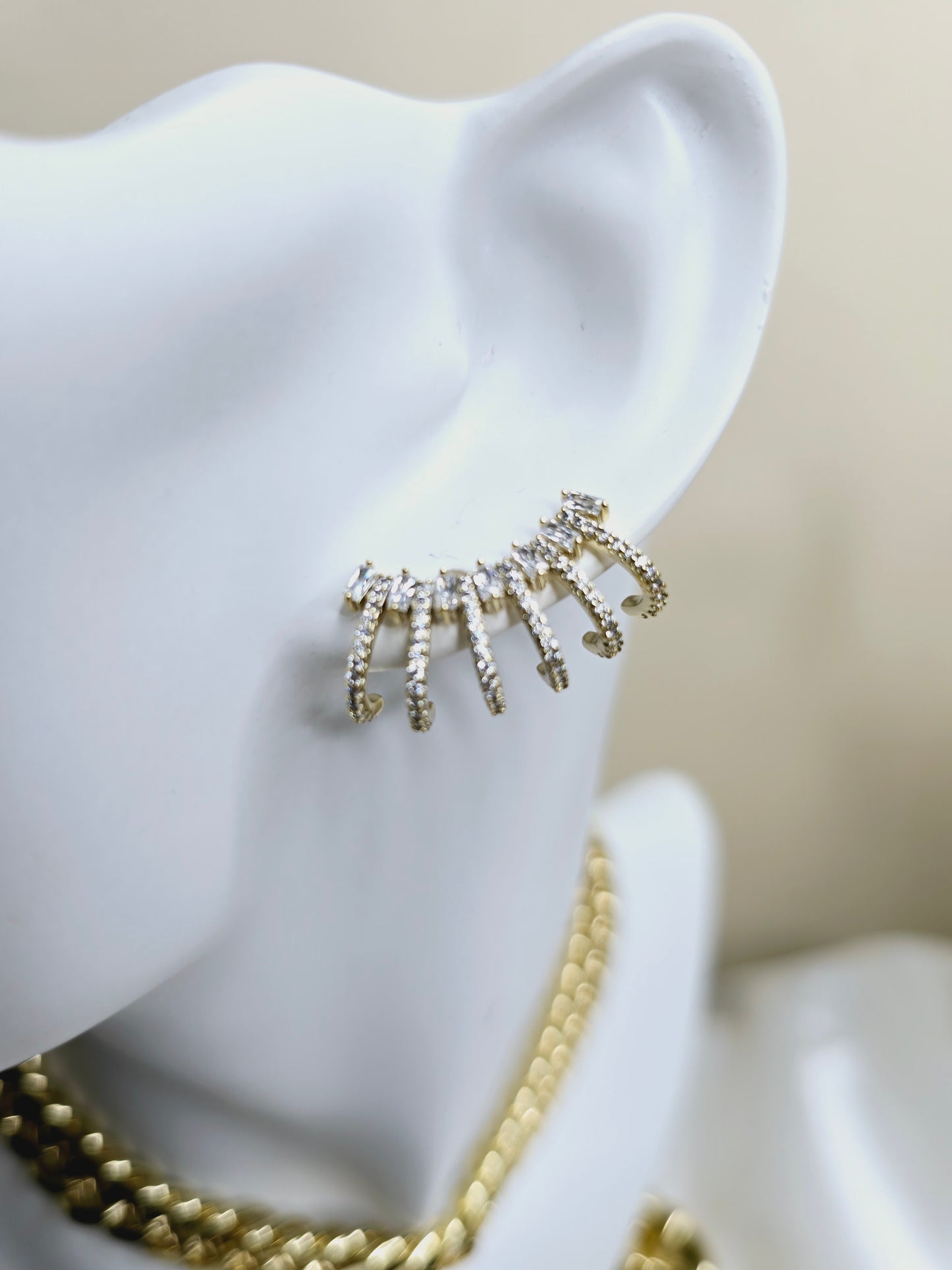 Gold filled multi earrings with rhinestone 18k AE002