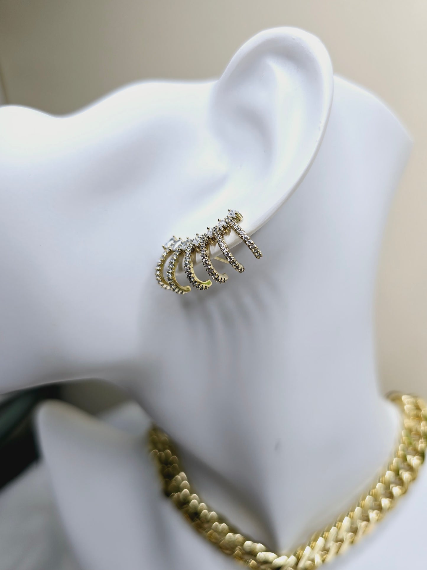 Gold filled multi earrings with rhinestone 18k AE002
