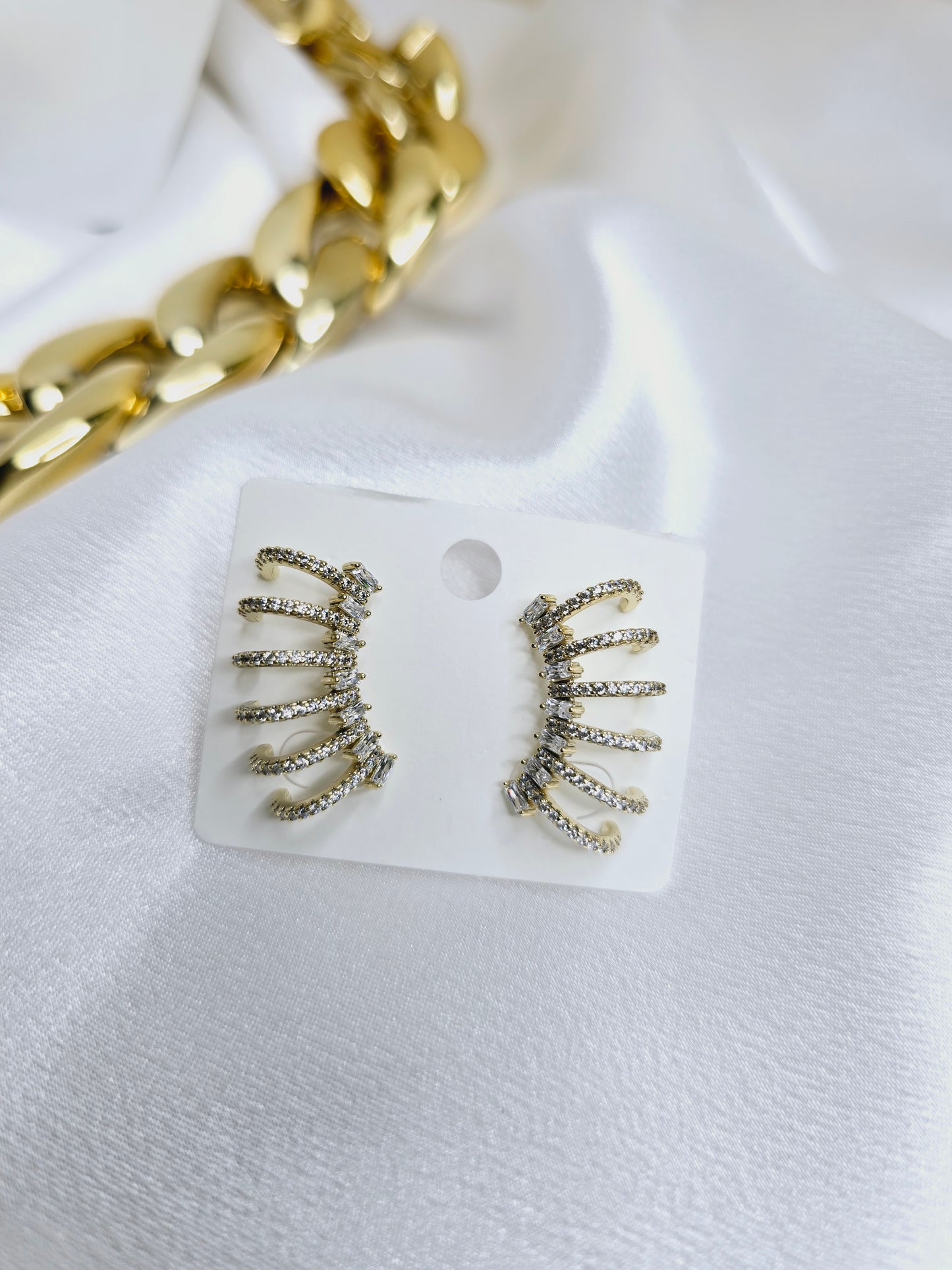 Gold filled multi earrings with rhinestone 18k AE002