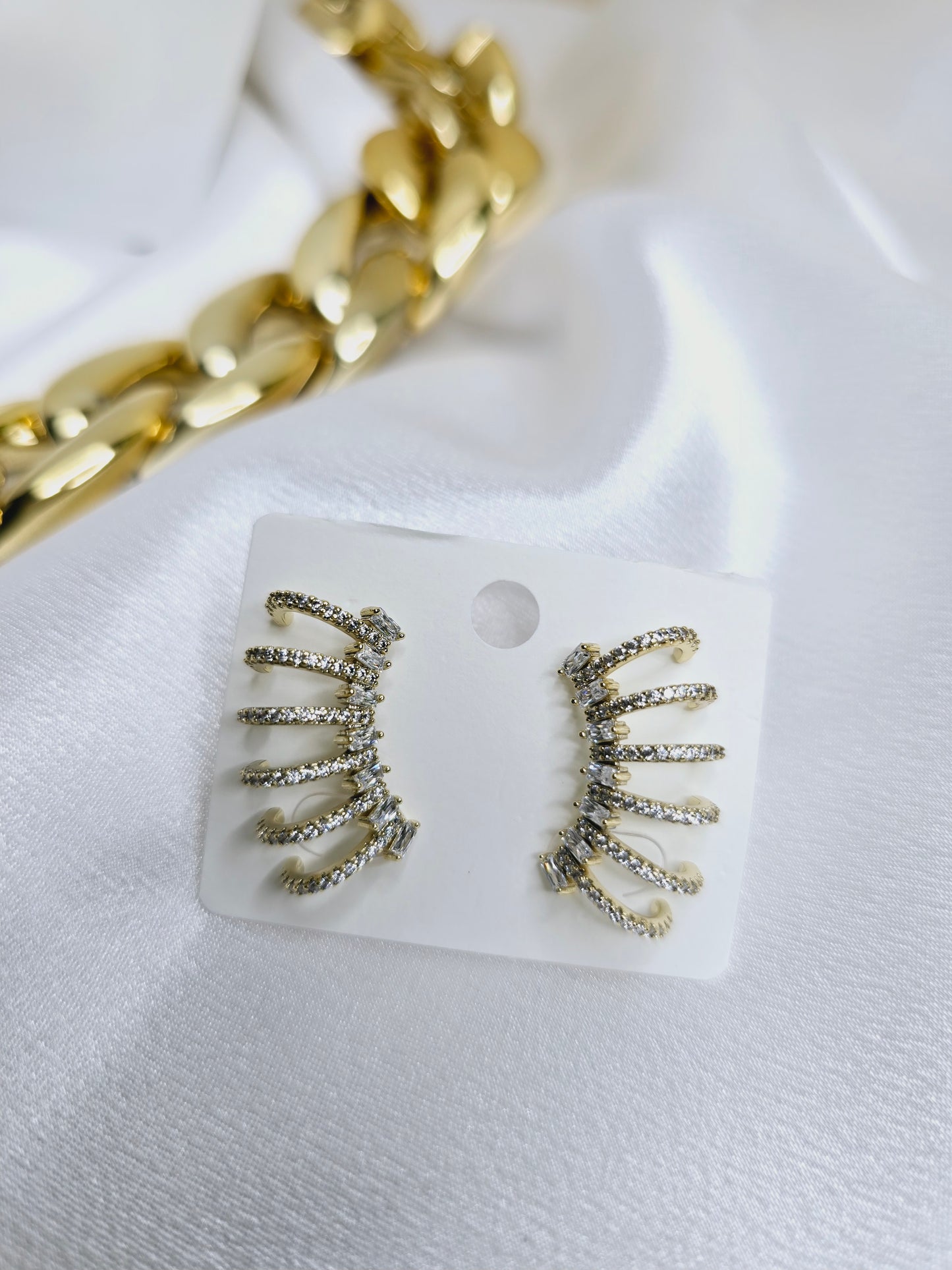 Gold filled multi earrings with rhinestone 18k AE002