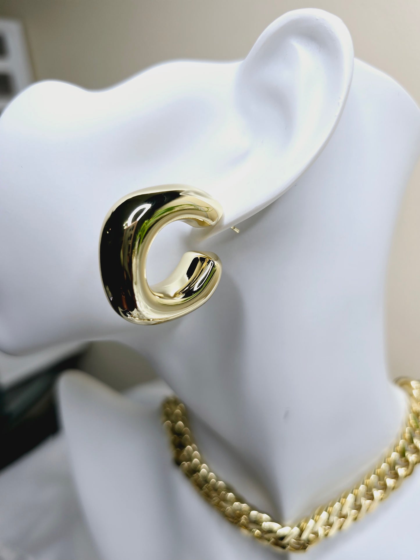 Minimalist gold filled medium square earrings plian AR0011