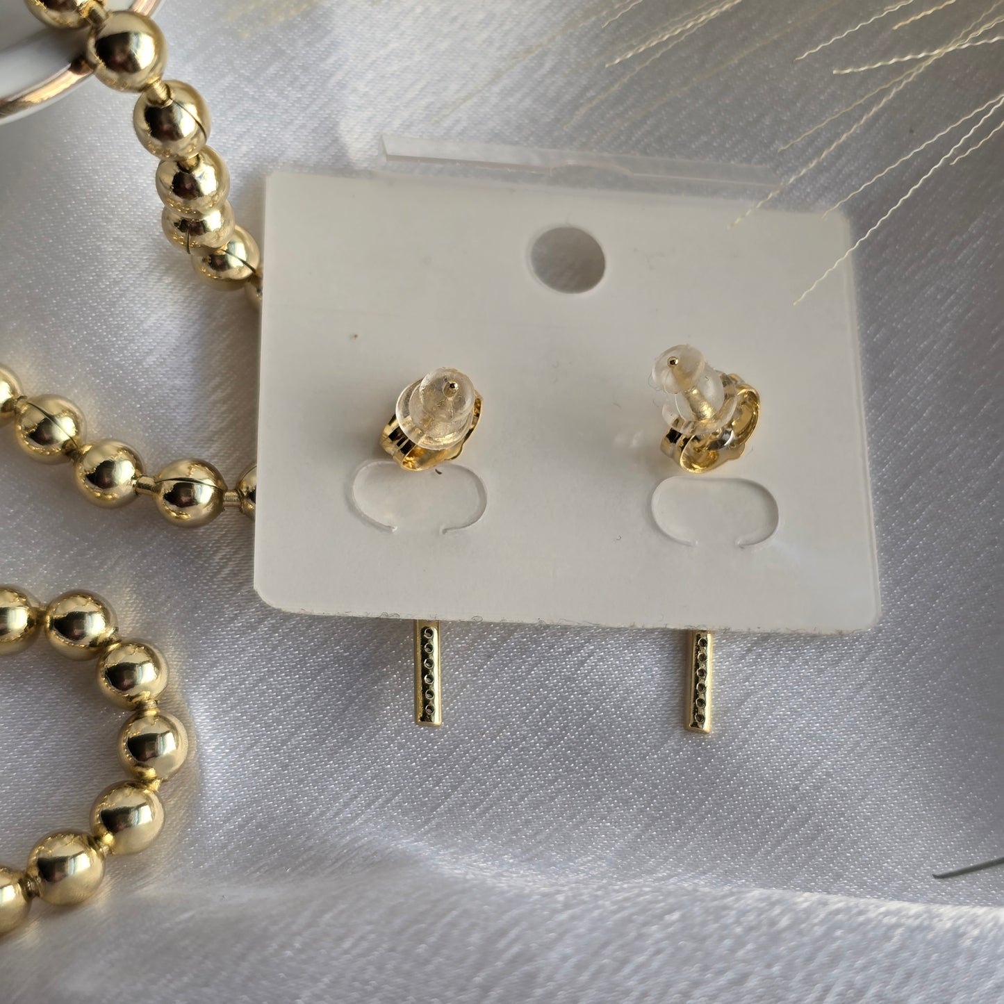 18k gold filled medium cross earrings with big rhinestone AR008