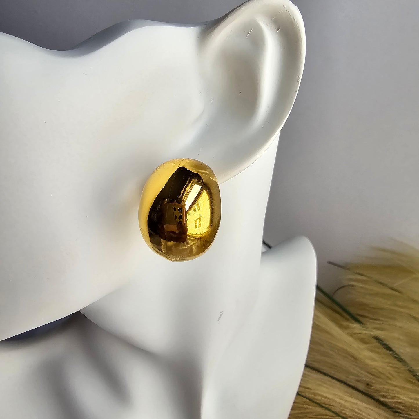 Minimalist steal steel medium circle earrings plian AR0013