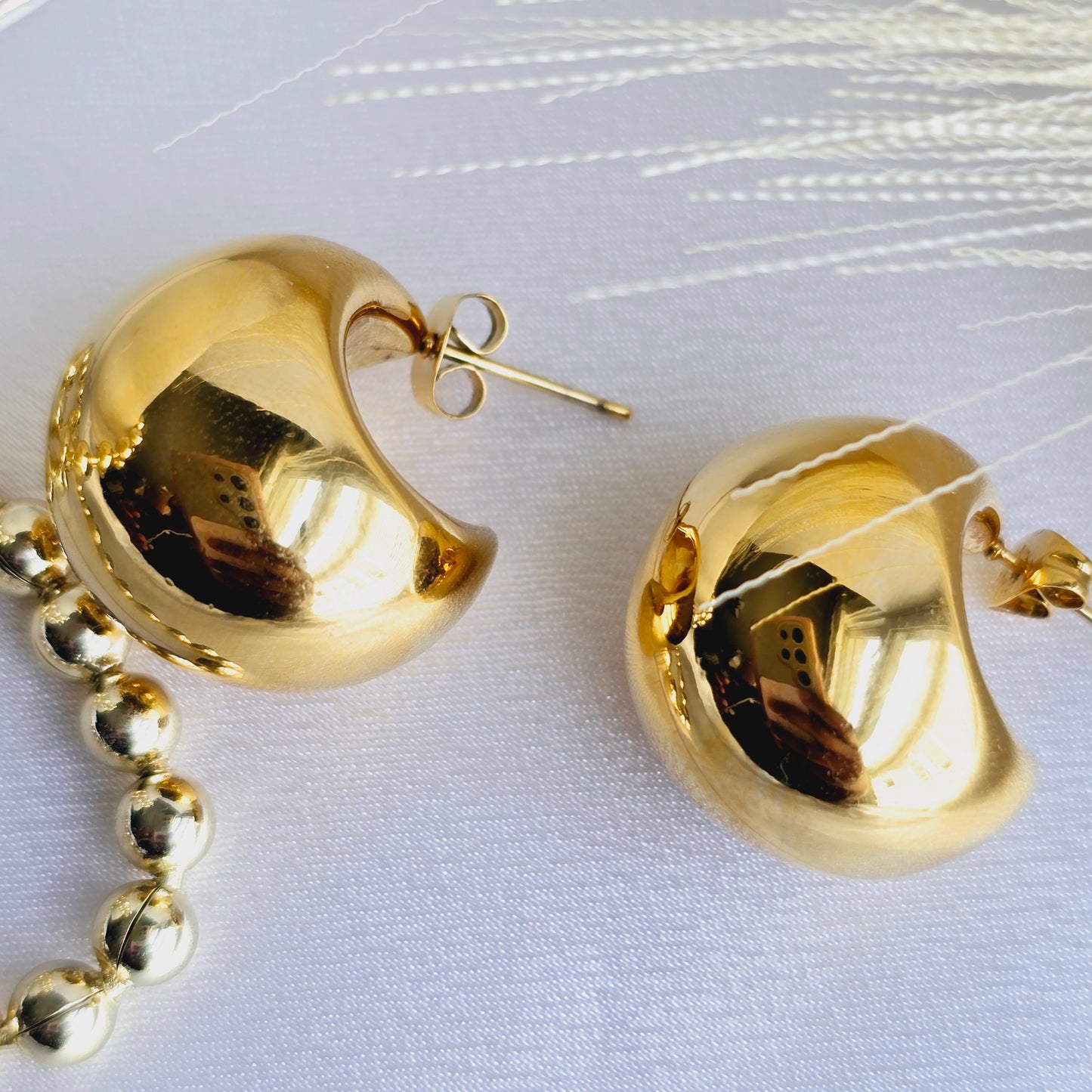 Minimalist steal steel medium circle earrings plian AR0013