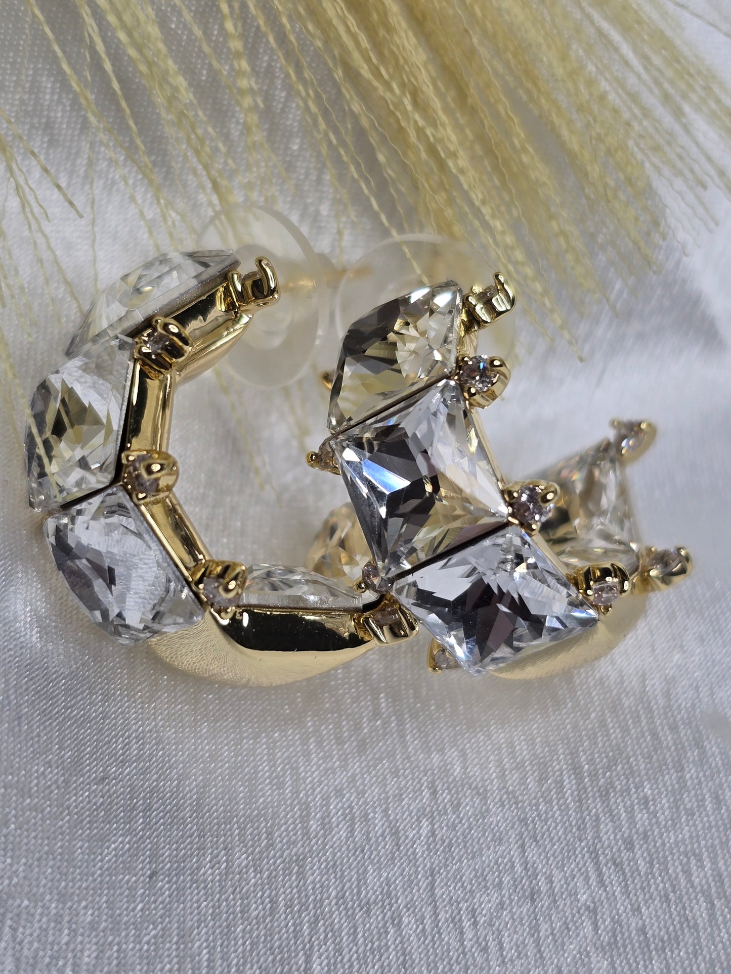 High quality laminated gold large stone earring AR0039