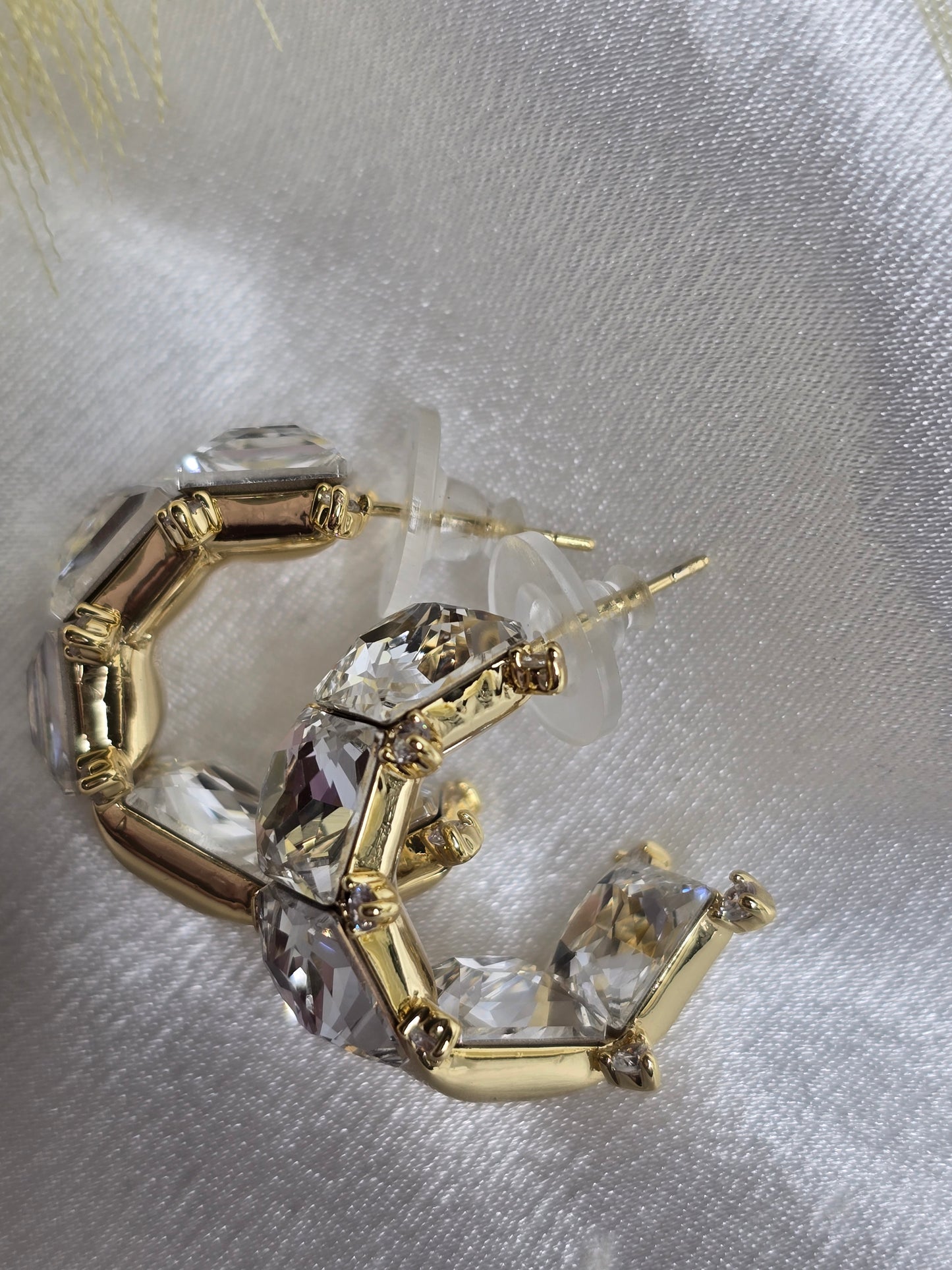 High quality laminated gold large stone earring AR0039