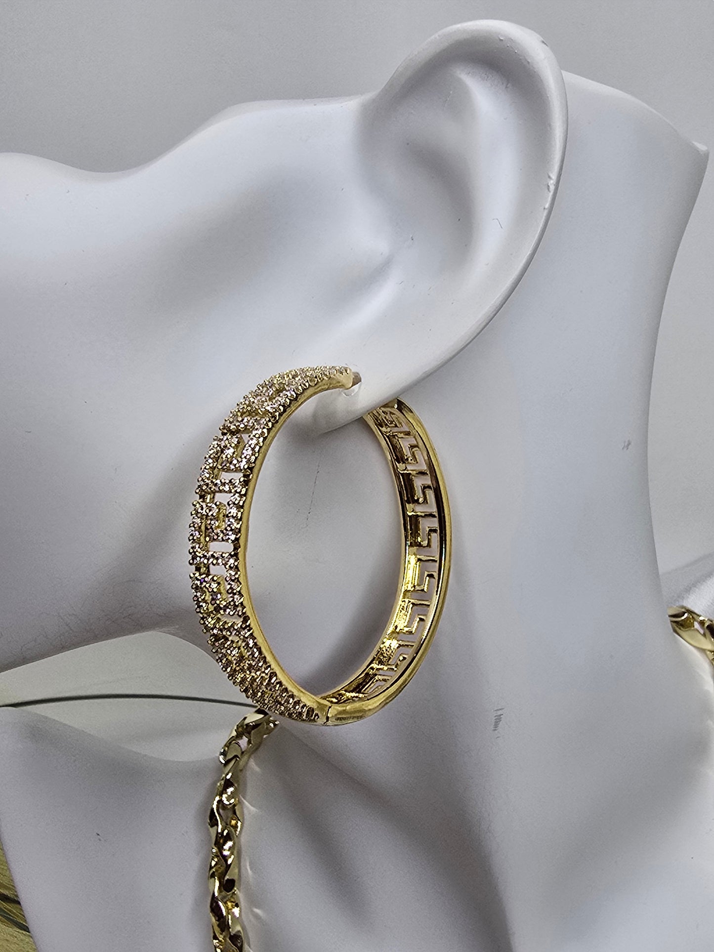 large hoop earring with diamonds AR0045