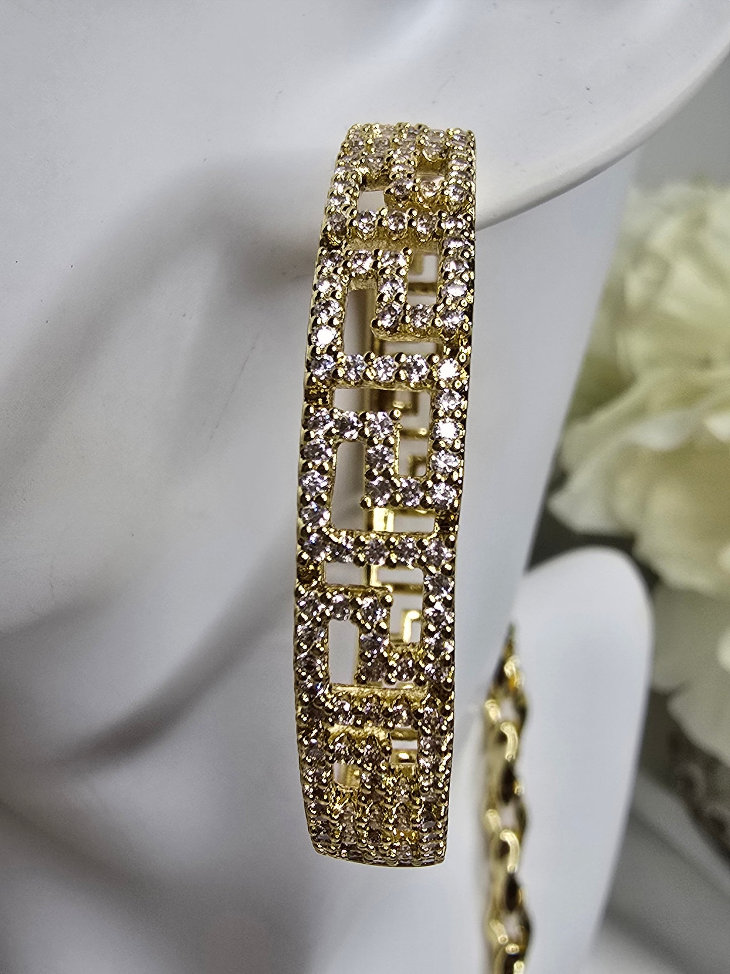 large hoop earring with diamonds AR0045