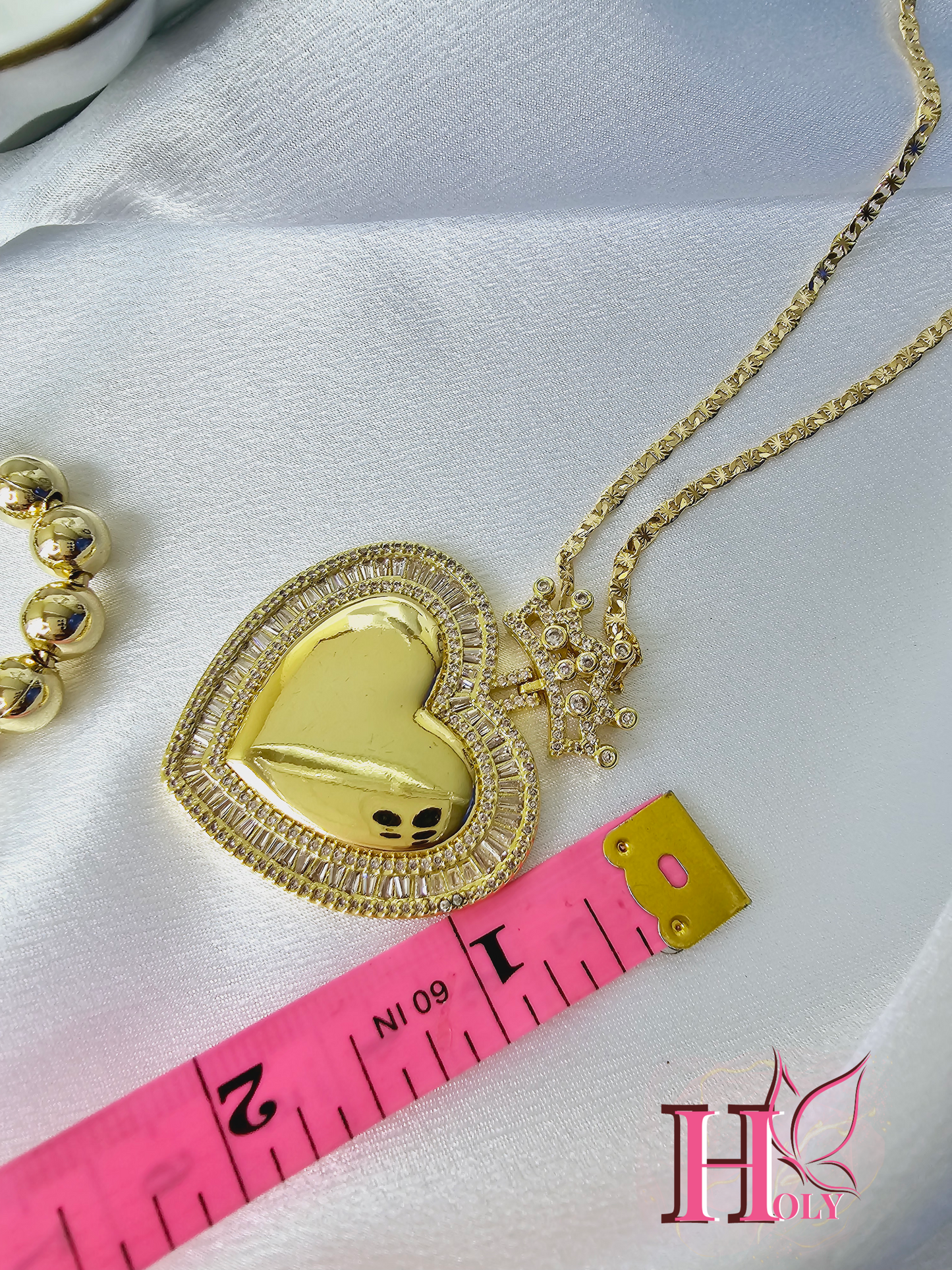 Dije Corazón con Corona oro laminado ade alta calidad DI0019