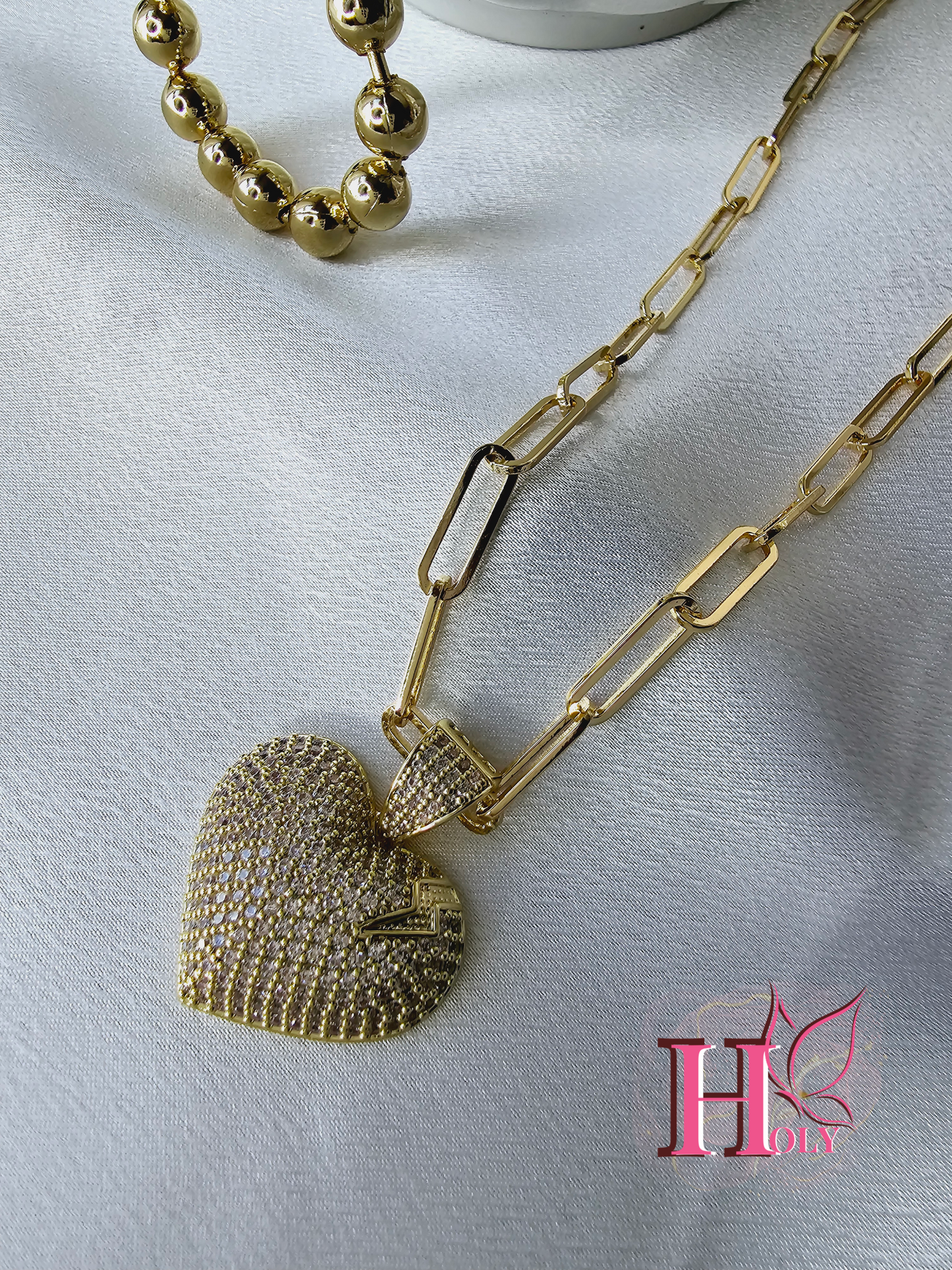 Dije Corazón con Rayo diamnantado oro laminado DI0021