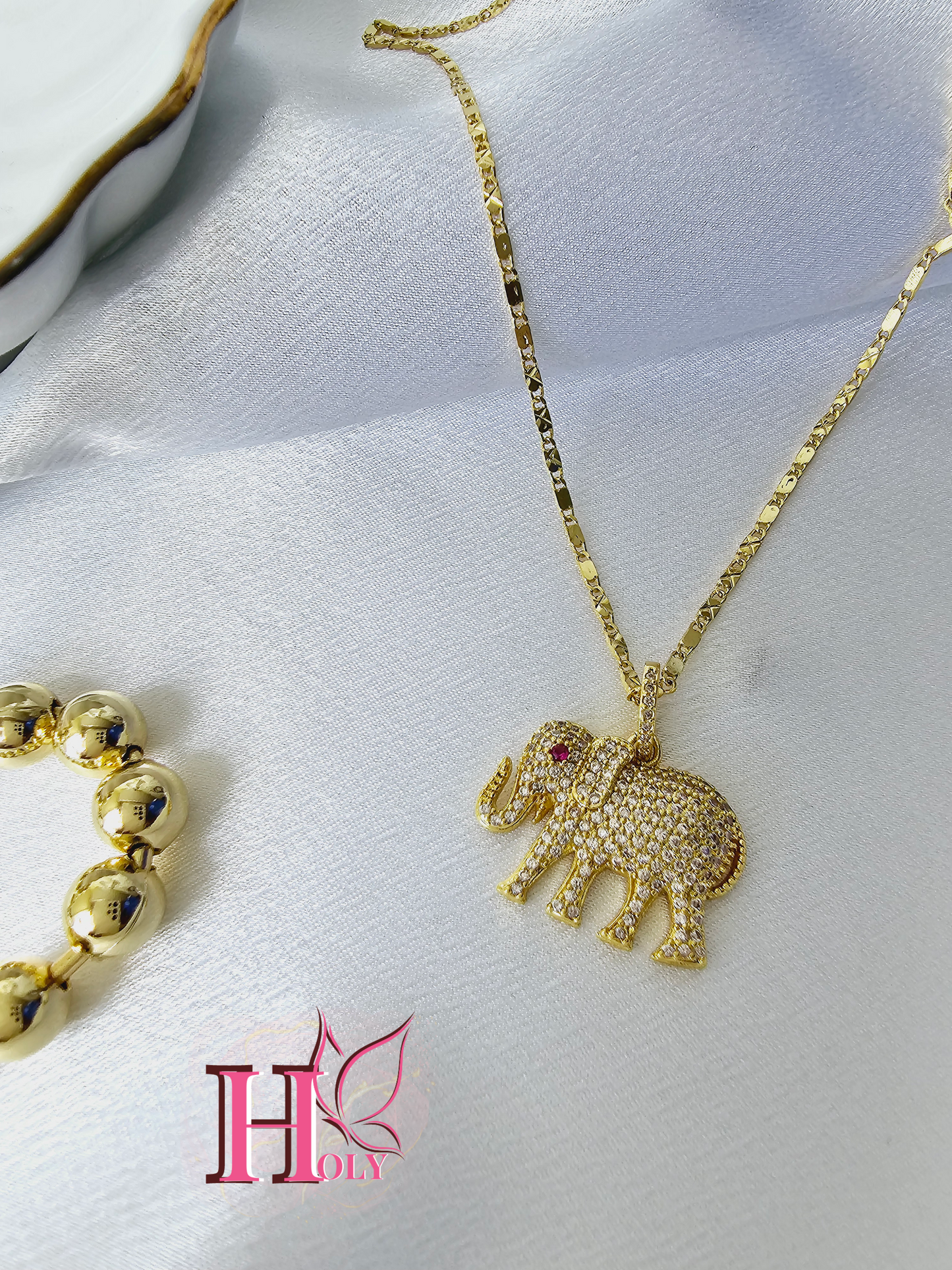 Dije Elefante mini con cadena Oro lamindo DI0025