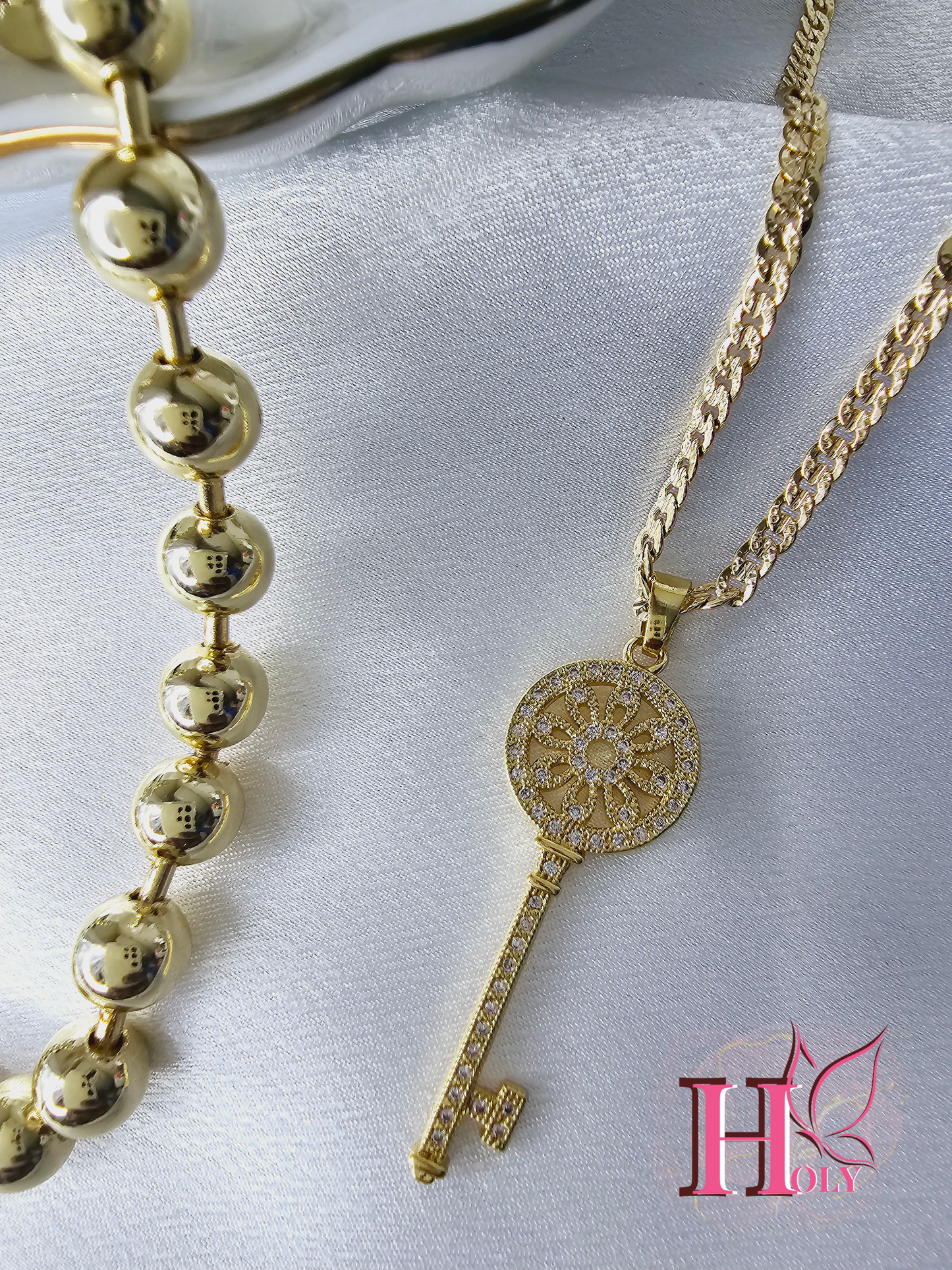 Dije Llave Redonda DIAMANTADA ORO LAMINADO ALTA CALIDAD DI0014