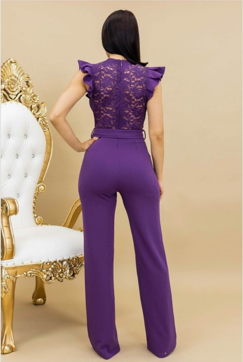 Jumpsuit ancho con encaje JP13878
