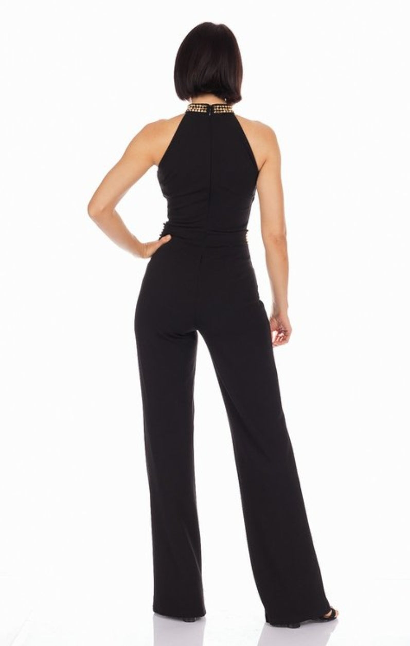 JUMPSUITN PALAZO ELEGANTE CON DETALLES DE CADENA JP19358