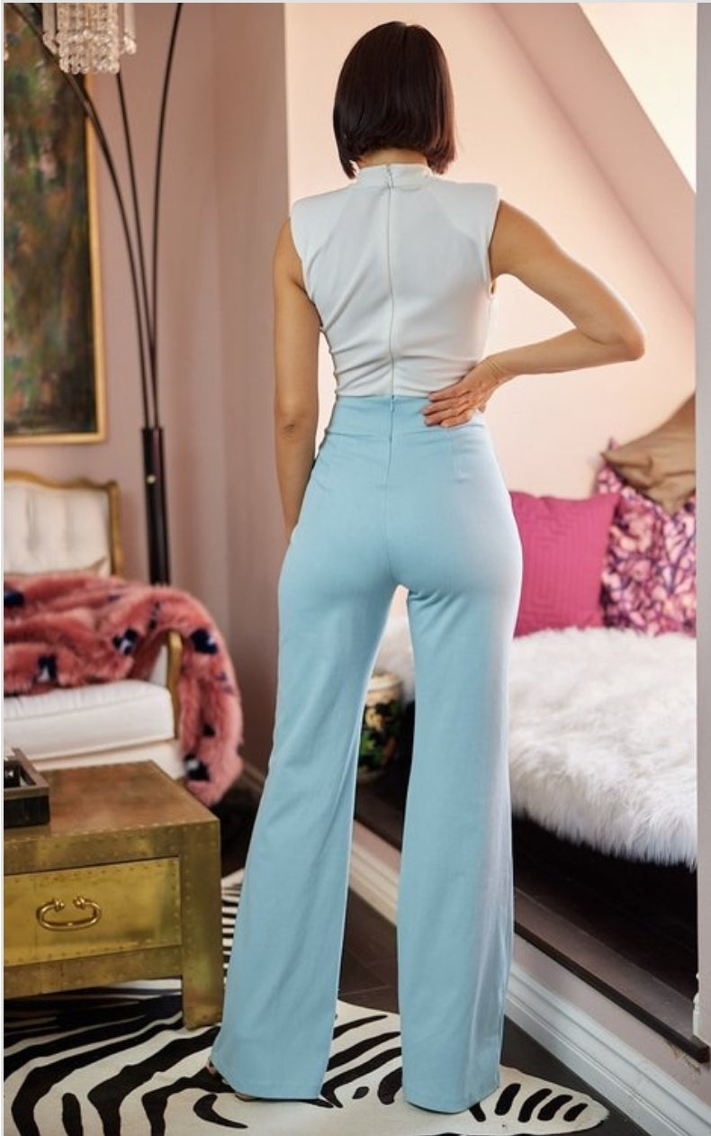 PANTALON DE VESTIR ELEGANTE AZUL P19672