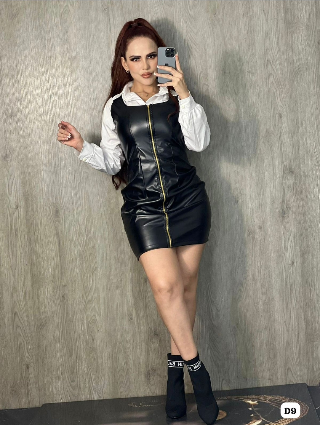 VESTIDO JOMPA EN LEADER NEGRO Y BLANCO