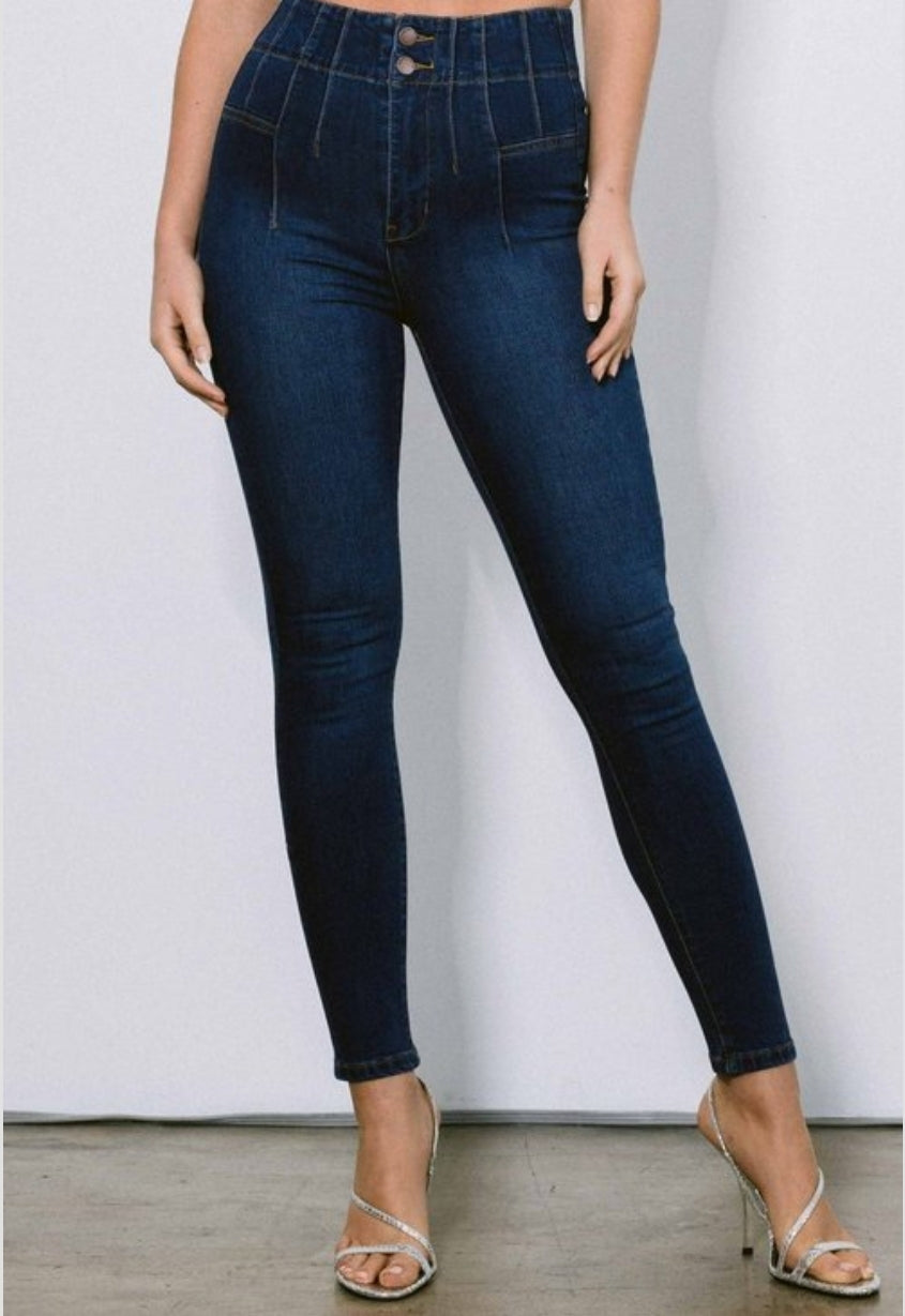 PANTALON JEANS VIBRANT STRECH AZUL SIN BOLSILLO SKINNY EP-2168
