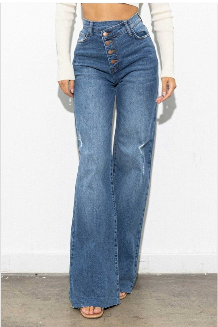 PANTALON JEANS AZUL CLASICO ESTILO ANCHO VIBRANT EP-5010