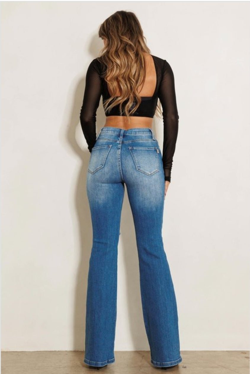 PANTALON JEANS VIBRANT CLASICO CON CAMPANA EP-5073