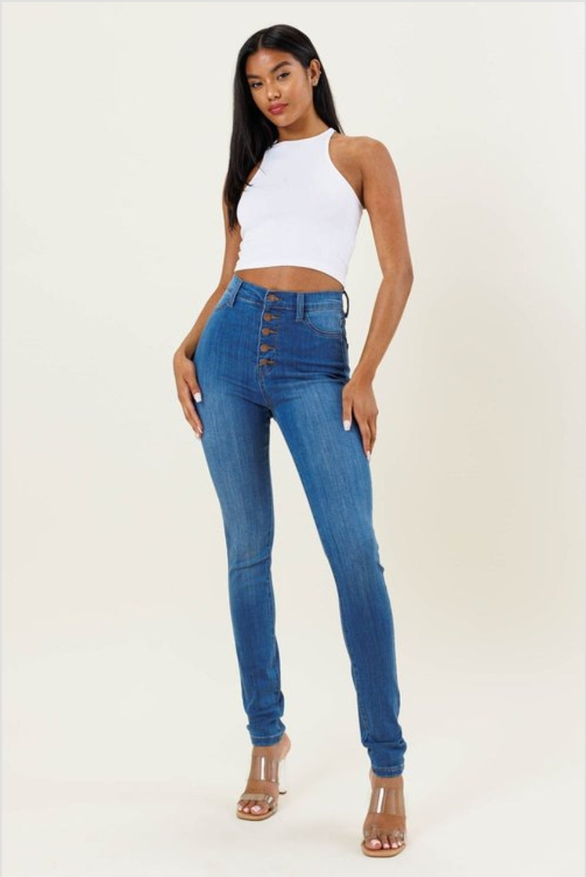 PANTALON JEANS VIBRANT AZUL CLASICO SKINY P1114 STRECH