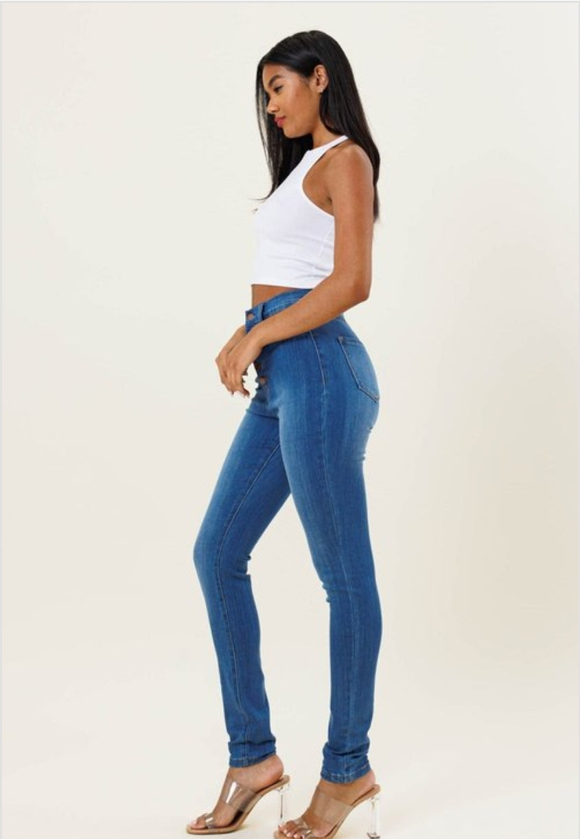 PANTALON JEANS VIBRANT AZUL CLASICO SKINY P1114 STRECH