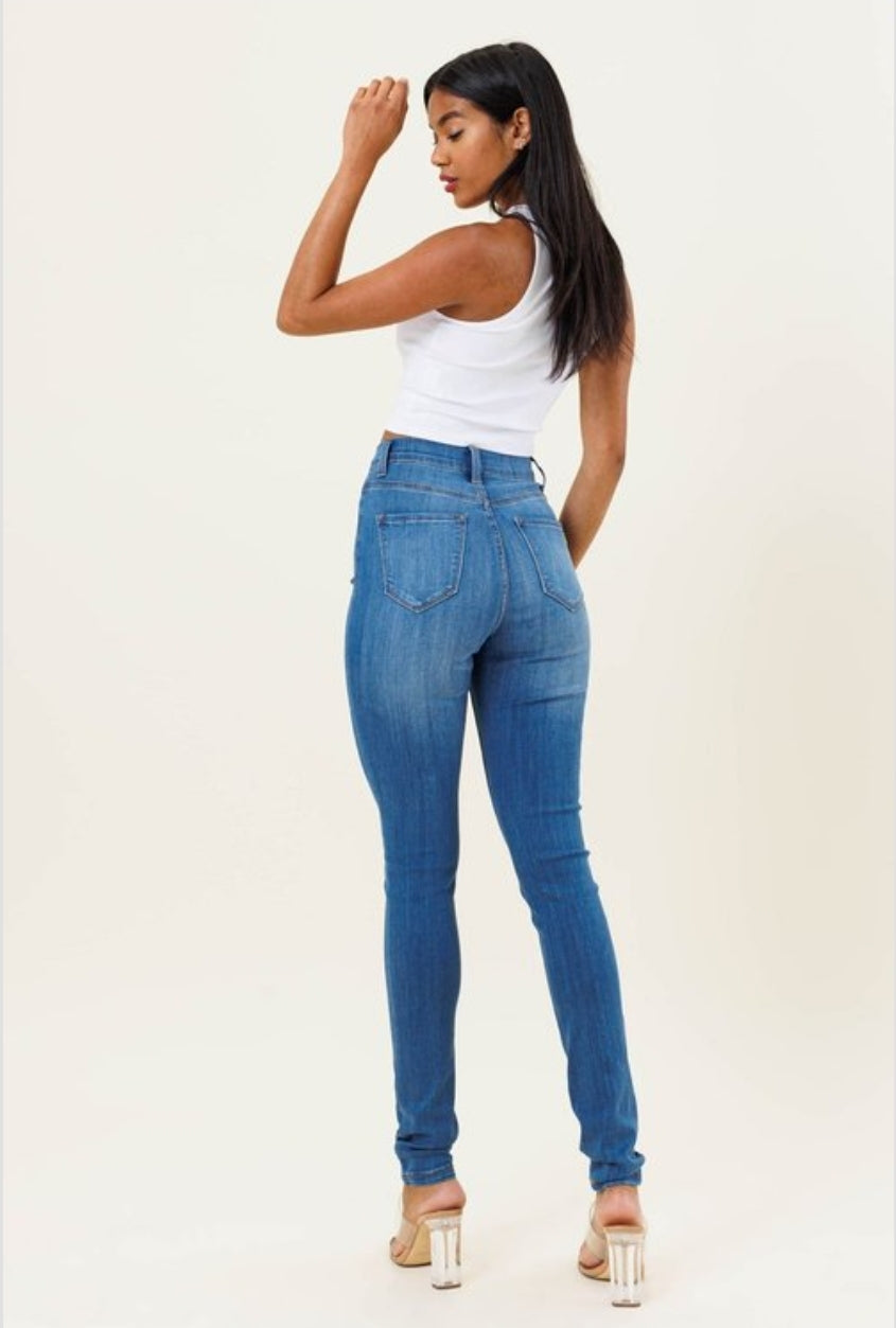 PANTALON JEANS VIBRANT AZUL CLASICO SKINY P1114 STRECH