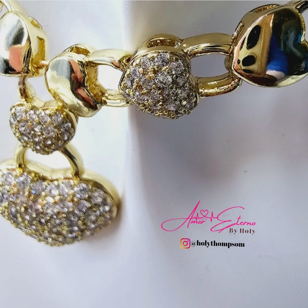 chocker cadena de corazon diamantada with rhinestone