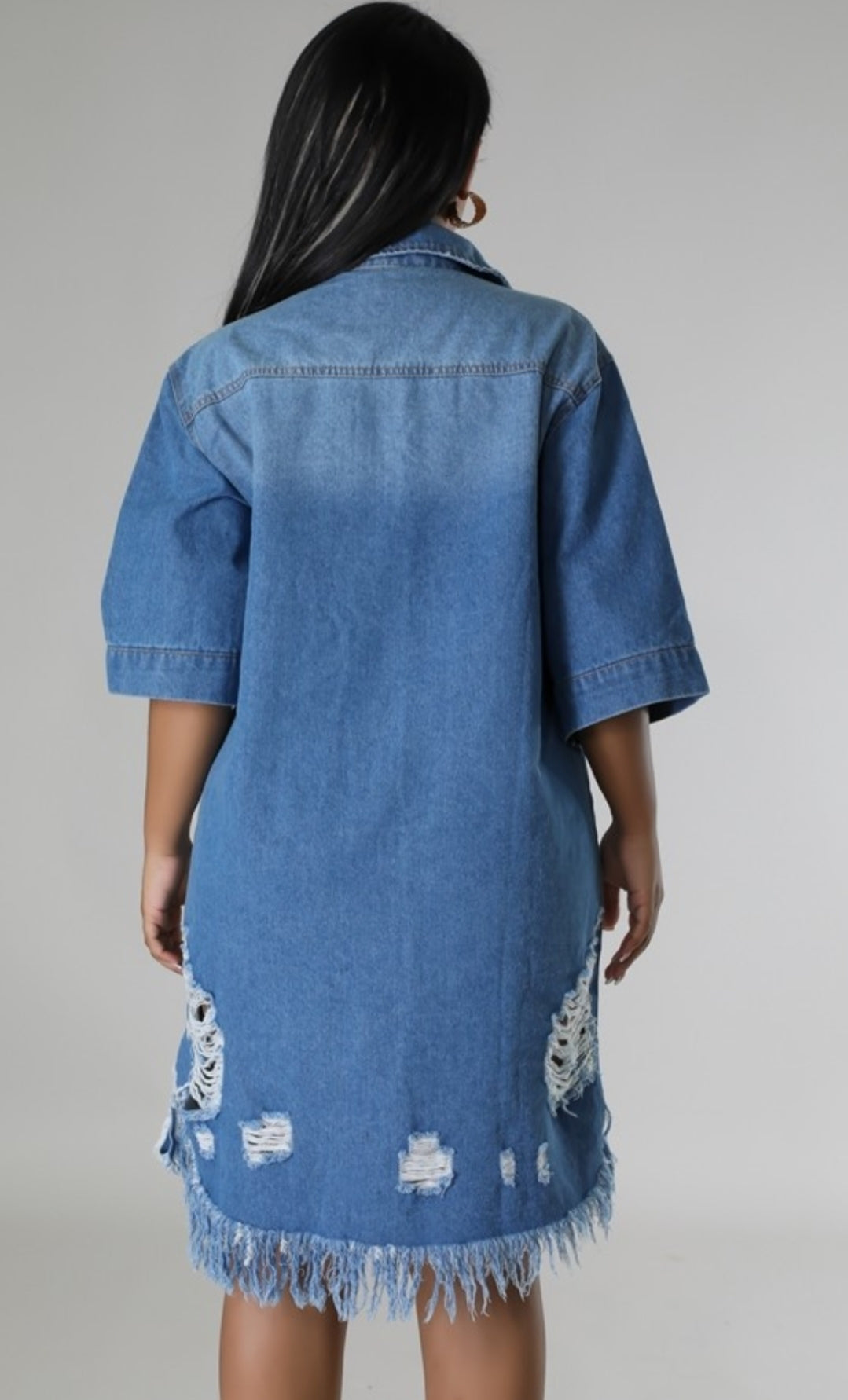 Vestido en jeans casual con rasgado ref. 27040