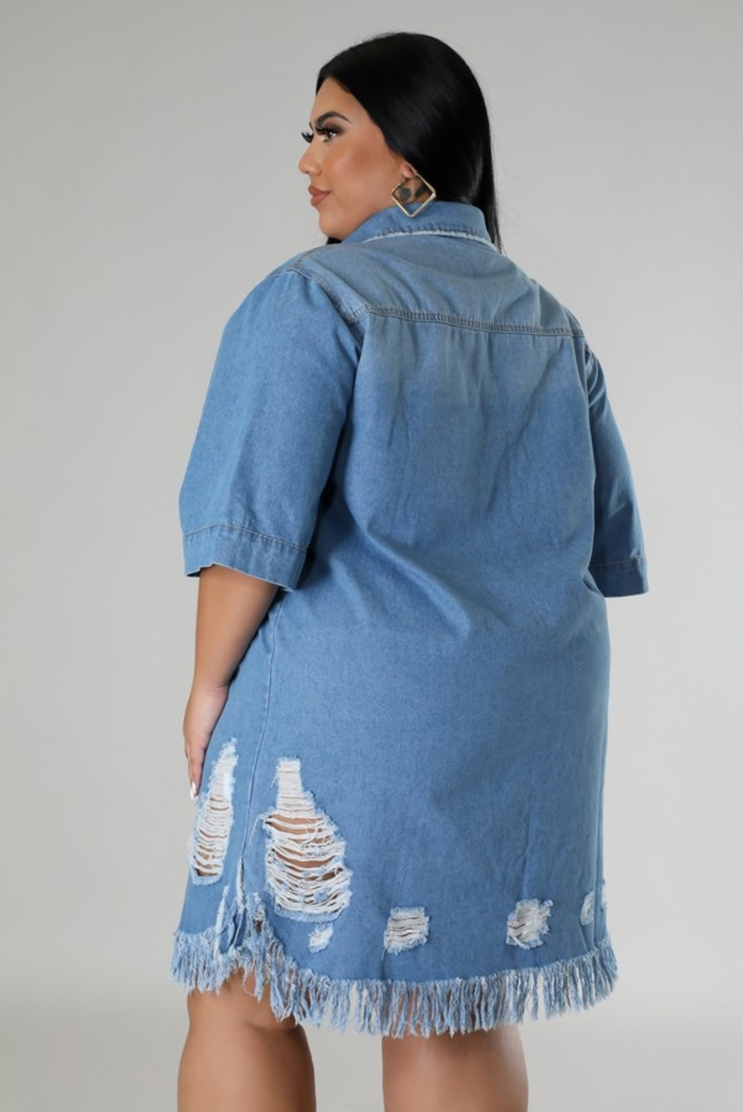 Vestido en jeans casual con rasgado ref. 27040