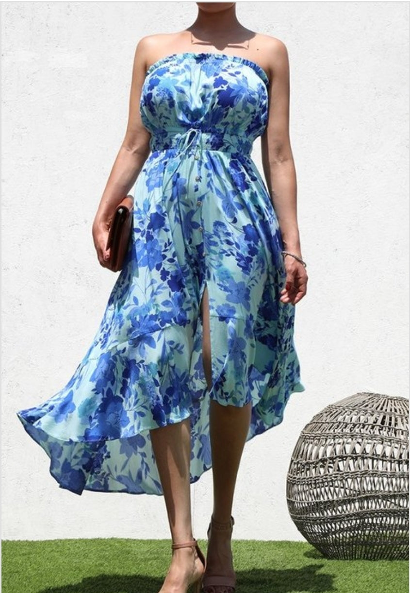 Vestido midi coquette azul DD4196