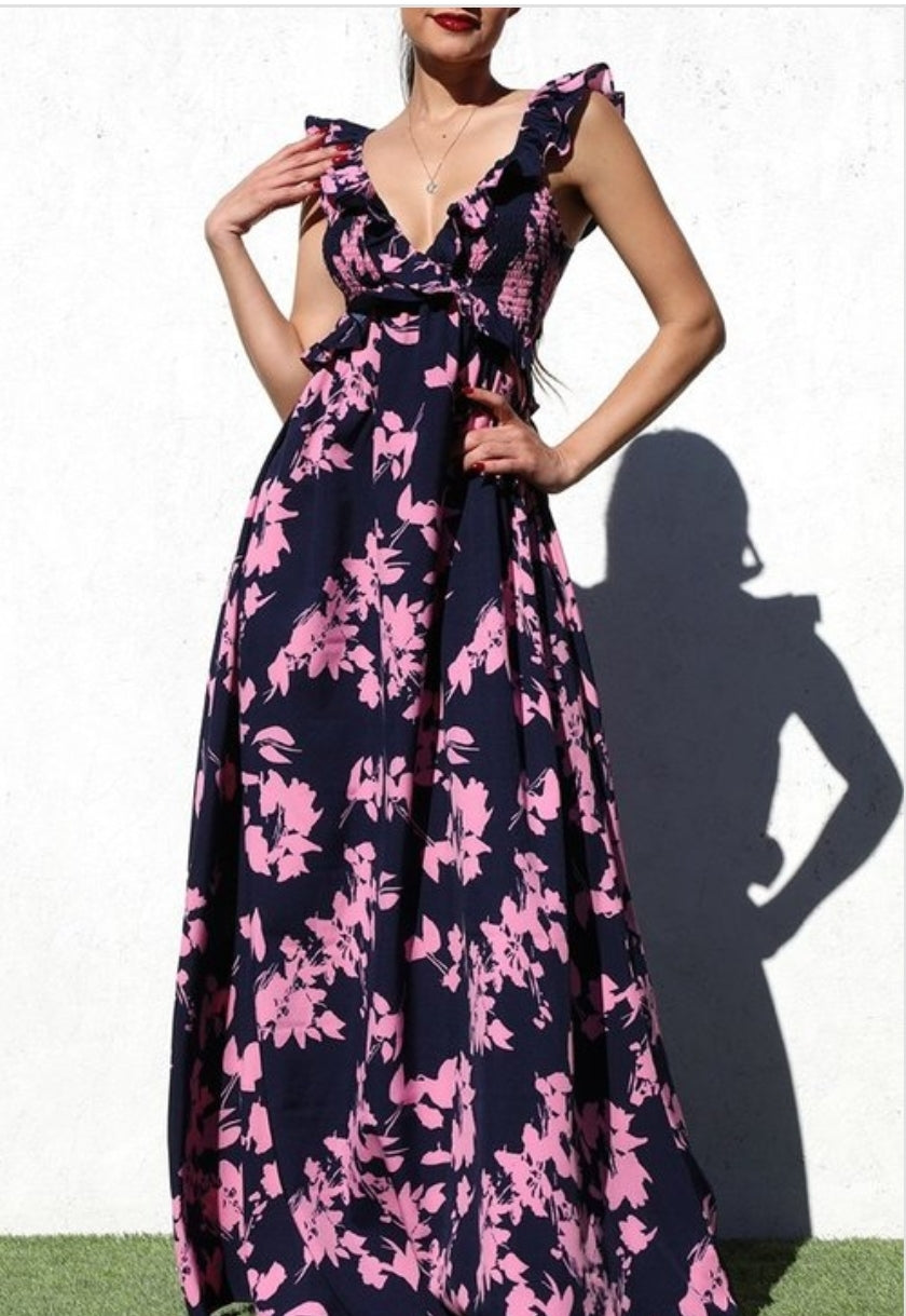 Vestido Romantico coquette largo de flores dd6154