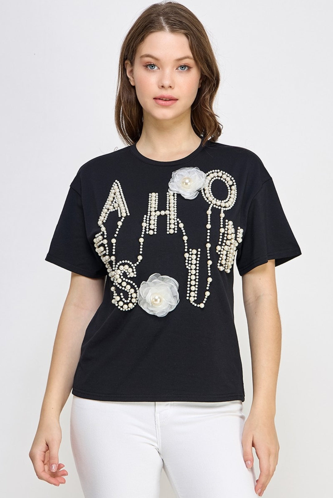 Top color NEGRO con pedreria LP31003