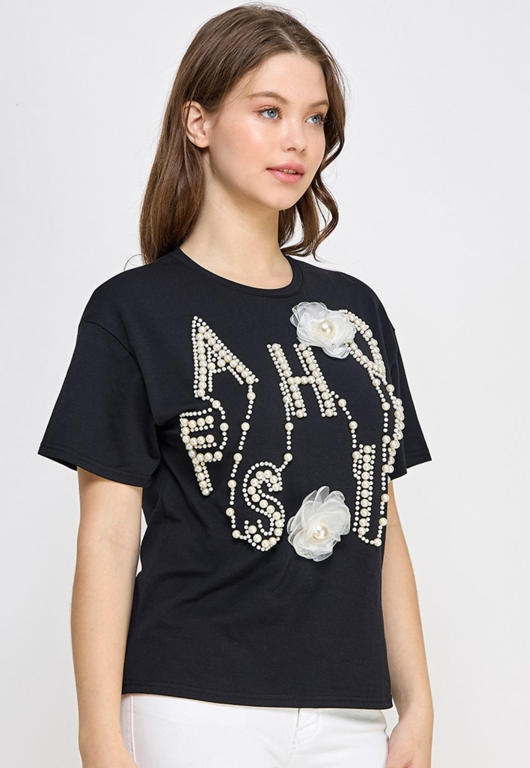 Top color NEGRO con pedreria LP31003
