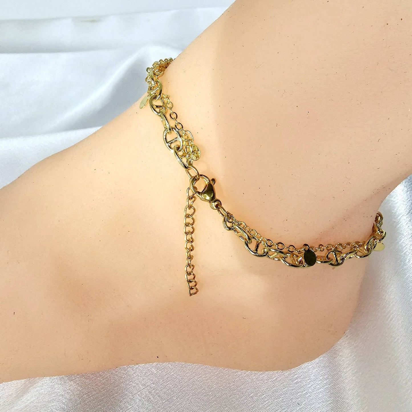 Tobillera Gema / pulsera de pie doble tejido T0007