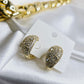18k  gold filled  earrings medium size with rhinestone