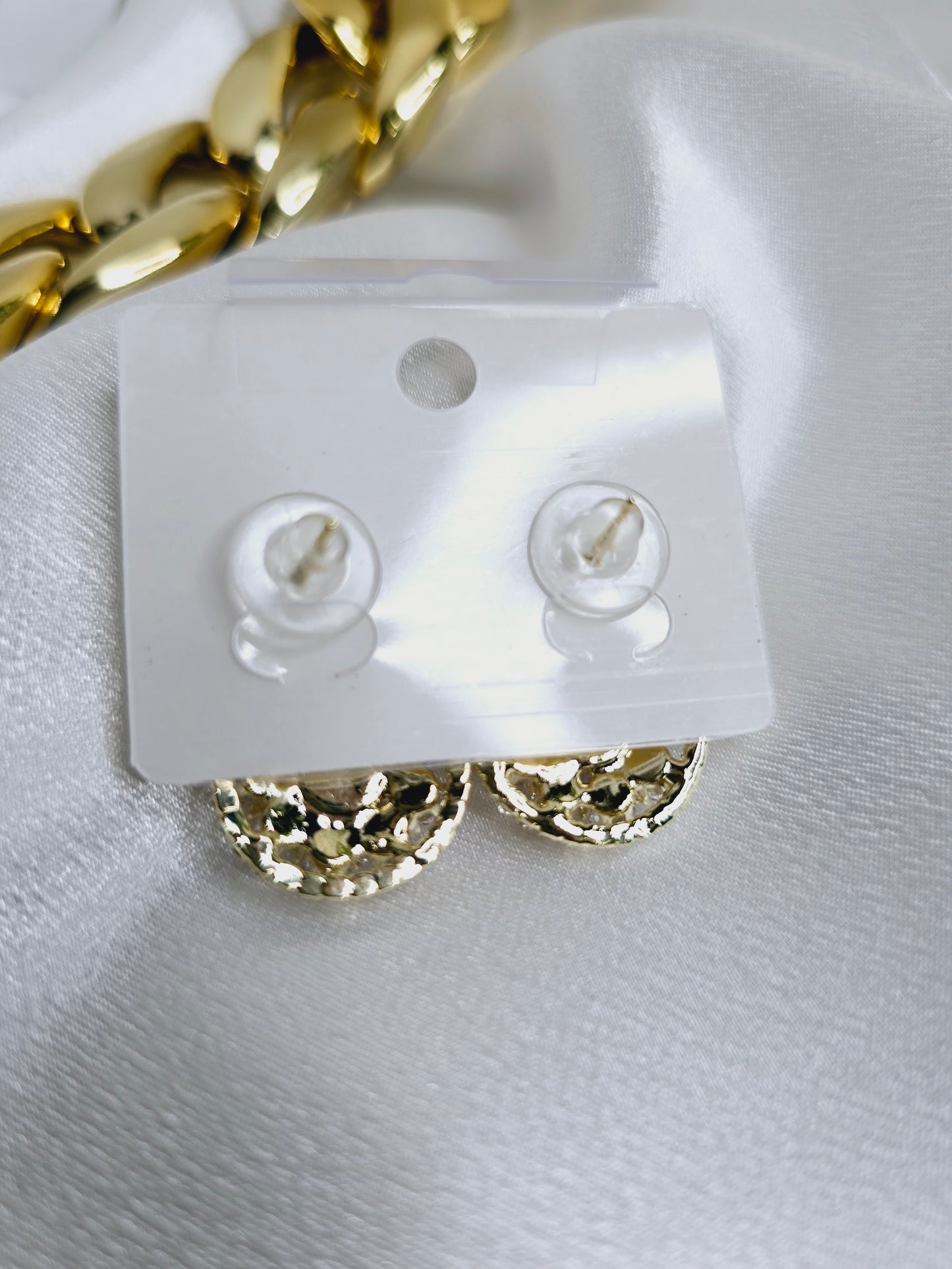 18k  gold filled  medium earrings with big  rhinestone AR0013