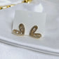 18k  gold filled heart  earrings medium size with rhinestone AR0014