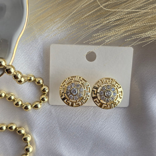 Round versa style earring with stone in the center, high quality AR0024