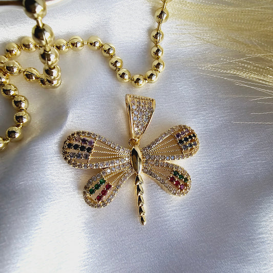 HIGH QUALITY multicolor LAMINATED GOLD big DIAMOND Butterfly Pendant DI0012