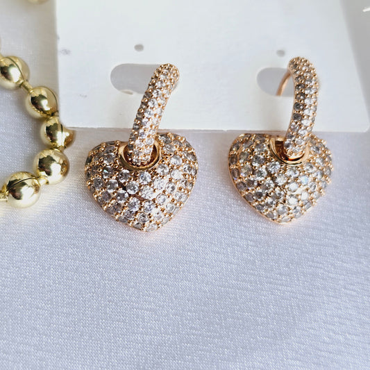small  heart  earrings with rhinestone AR0027