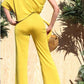 Jumpsuit amarillo stretch de 1 manga holgada DD4294