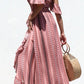 Maxi vestido de verano color rosa y negro DD3730