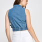 Top Tor Ruffle en tela jeans sin mangas Ref TX70303