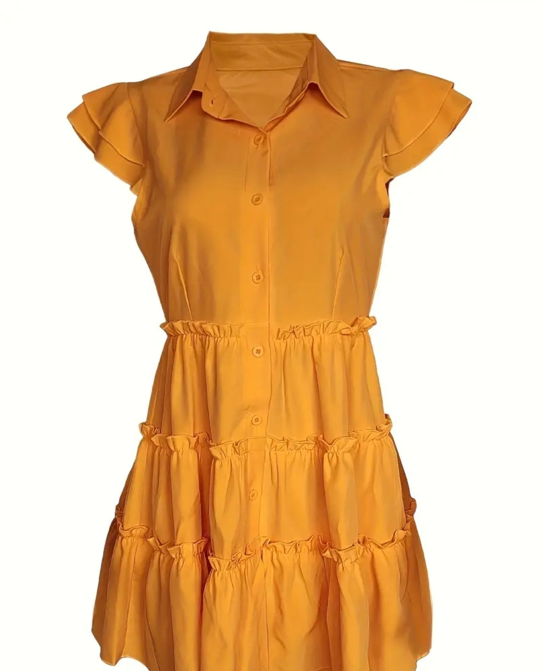 Vestido amarillo casual sin manga  con botones