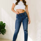 Vibrant skinny  jeans  high rise cross front